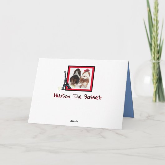 Geboortedag in Frans W/Basset, Beret, Eiffeltoren Kaart (Achterkant)