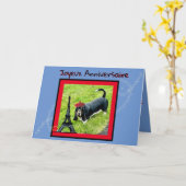 Geboortedag in Frans W/Basset, Beret, Eiffeltoren Kaart (Gele Bloem)