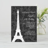 Geboortedag in Parijs (zwart) Kaart (Staand voorkant)