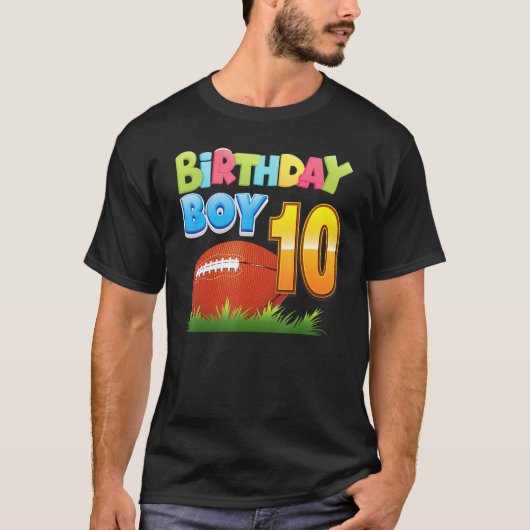 Geboortedag jongen 10 jaar oud 10e Football P T-shirt (Voorkant)