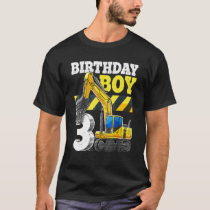 Geboortedag Jongen 3rd Birthday Excavator Construc T-shirt