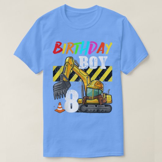 Geboortedag jongen 8e graafmachine 8 jaar oude con t-shirt (Design voorkant)