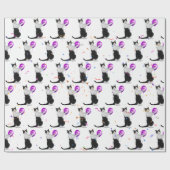 Geboortedag Kat met ballon en Confetti Cadeaupapier (Vlak)