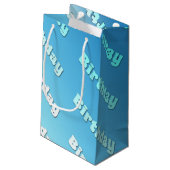 Geboortedag (lichtblauw) klein cadeauzakje (Achterkant Gekanteld)