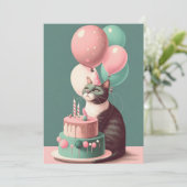Geboortedag met Pet van partij Vast Wenskaart Bedankkaart (Staand voorkant)