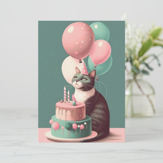 Geboortedag met Pet van partij Vast Wenskaart Bedankkaart (Staand voorkant)