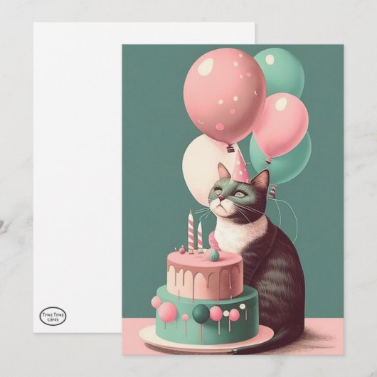 Geboortedag met Pet van partij Vast Wenskaart Bedankkaart (Voorkant / Achterkant)