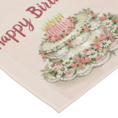 Geboortedag met  roze ventilator Verdroogde Cake Korte Tafelloper (Hoek)