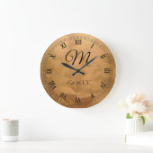 geboortedag monogram koper metaal grote klok (Huis)