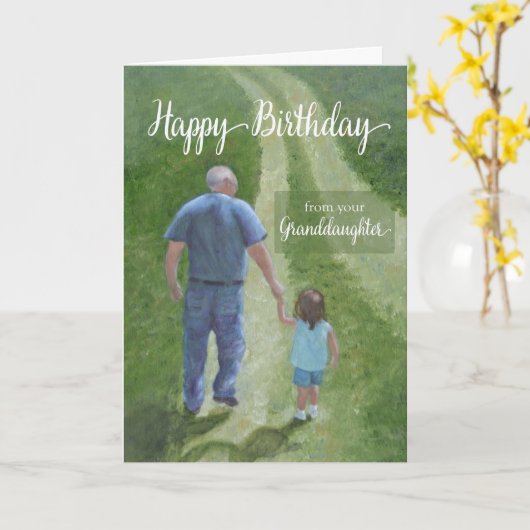 Geboortedag naar grootvader van kleindochter kaart (Gele Bloem)
