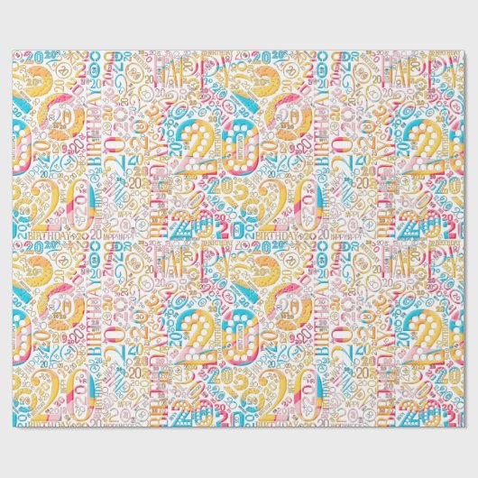 Geboortedag nummer Word Cloud 20 B ID270 Cadeaupapier (Vlak)