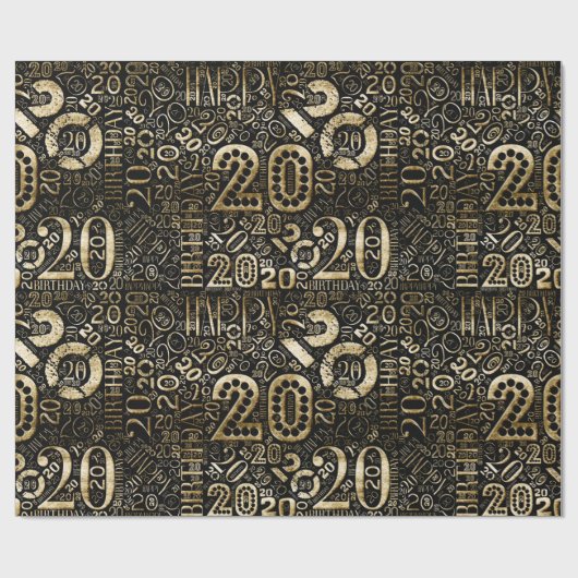 Geboortedag nummer Word Cloud 20 C ID270 Cadeaupapier (Vlak)