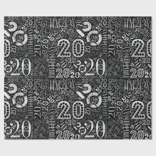 Geboortedag nummer Word Cloud 20 D ID270 Cadeaupapier (Vlak)