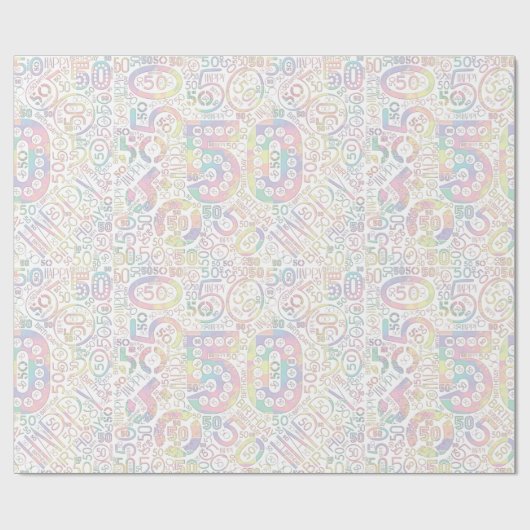 Geboortedag nummer Word Cloud 50 A ID270 Cadeaupapier (Vlak)