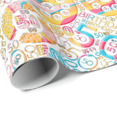 Geboortedag nummer Word Cloud 50 B ID270 Cadeaupapier (Rol Hoek)