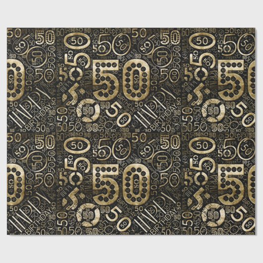 Geboortedag nummer Word Cloud 50 C ID270 Cadeaupapier (Vlak)