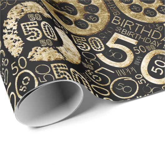Geboortedag nummer Word Cloud 50 C ID270 Cadeaupapier (Rol Hoek)