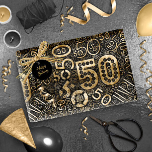 Geboortedag nummer Word Cloud 50 C ID270 Cadeaupapier