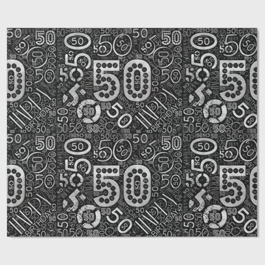 Geboortedag nummer Word Cloud 50 D ID270 Cadeaupapier (Vlak)
