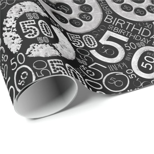Geboortedag nummer Word Cloud 50 D ID270 Cadeaupapier (Rol Hoek)