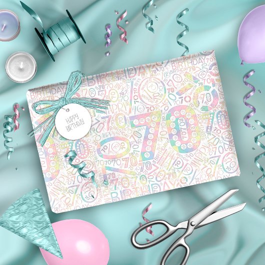 Geboortedag nummer Word Cloud 70 A ID270 Cadeaupapier