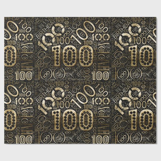 Geboortedag nummer Word Cloud One Hundred C ID270 Cadeaupapier (Vlak)