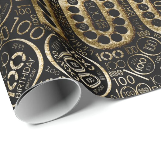 Geboortedag nummer Word Cloud One Hundred C ID270 Cadeaupapier (Rol Hoek)