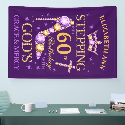 Geboortedag, om het even welke leeftijd, editable, spandoek (Beurs)