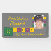 Geboortedag om het even welke leeftijd voeg fotona spandoek (Horizontaal)