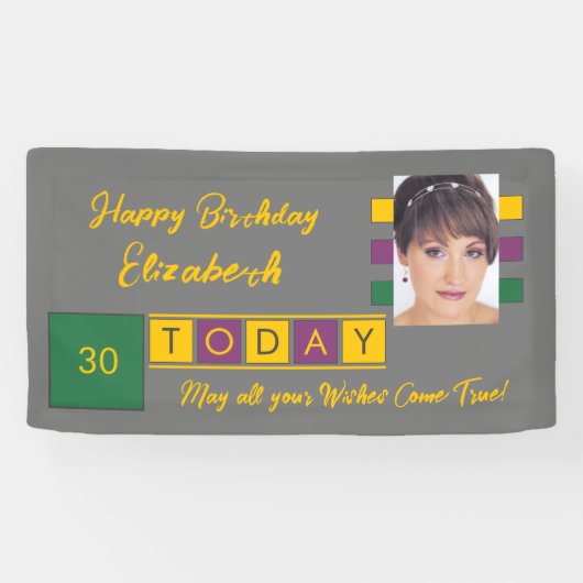 Geboortedag om het even welke leeftijd voeg fotona spandoek (Horizontaal)