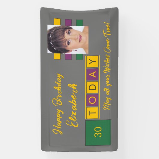 Geboortedag om het even welke leeftijd voeg fotona spandoek (Verticaal)