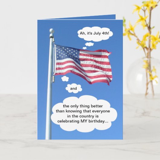 Geboortedag op 4 juli kaart (Gele Bloem)