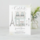 Geboortedag: Parisian Cafe Tea Kaart (Staand voorkant)