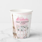 Geboortedag: Parisian Cafe Tea Papieren Bekers (Achterkant)