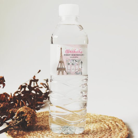 Geboortedag: Parisian Cafe Tea Waterfles Etiket