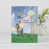 Geboortedag Uitnodiging 3-jarige jongen (Staand voorkant)