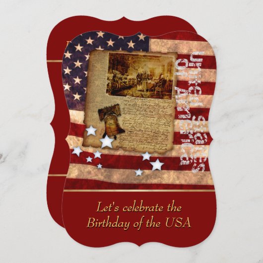 Geboortedag van de uitnodiging van de Verenigde St (Voorkant / Achterkant)