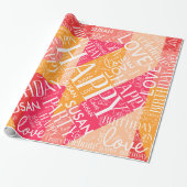 Geboortedag Voeg de Naam van de Middelgrote Lengte Cadeaupapier (Uitgerold)