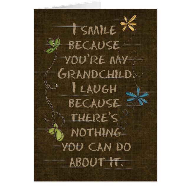 Geboortedag voor grootkindflorale glitter op bruin (Voorkant)