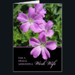 Geboortedag voor het Werk Wife, Cranesbill Geraniu<br><div class="desc">Happy Birthday wenskaart voor een werkvrouw,  medewerker. De kaart heeft een afbeelding van Cranesbill geraniums in tinten van violet en lavender kleuren. Botanisch wenskaart met floreel thema. Kunst,  afbeelding en vers copyright © Shoaff Ballanger Studios.</div>