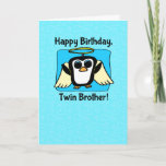 Geboortedag voor Twin Brother - Little Angel Pengu Kaart<br><div class="desc">Onze schattige kleine pinguïn vriend is schattig in zijn kleine engelkostuum op een patroon van harten. Perfecte verjaardagsverrassing voor je kleine engel-tweelingbroer die van pinguïns houdt. Een originele illustratie van Bethany J. Mitchell ©2013 Darcy Place Studio</div>