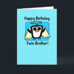 Geboortedag voor Twin Brother - Little Angel Pengu Kaart<br><div class="desc">Onze schattige kleine pinguïn vriend is schattig in zijn kleine engelkostuum op een patroon van harten. Perfecte verjaardagsverrassing voor je kleine engel-tweelingbroer die van pinguïns houdt. Een originele illustratie van Bethany J. Mitchell ©2013 Darcy Place Studio</div>