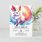 Geboortedag Waterverf Fox Kaart (Staand voorkant)