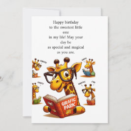 Geboortedag wenst kaart met Girafee leesboek
