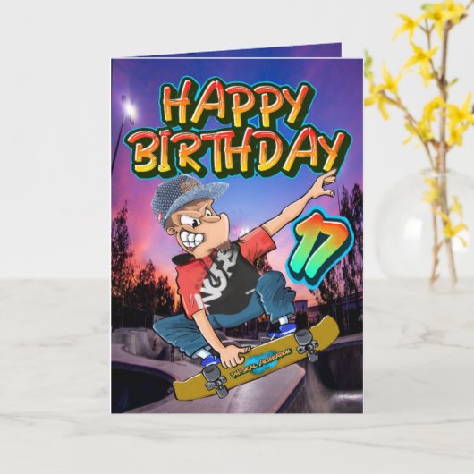 Geboortedatum 17 kaart (Gele Bloem)