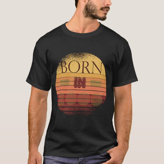 Geboortedatum 2000: Retro Sunset Collectie T-shirt (Voorkant)