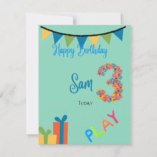 Geboortedatum: 3 jaar kaart (Voorkant)