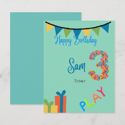 Geboortedatum: 3 jaar kaart (Voorkant / Achterkant)