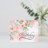 Geboortedatum: 6:24-26 Bijbelroze Floral Briefkaart (Staand voorkant)