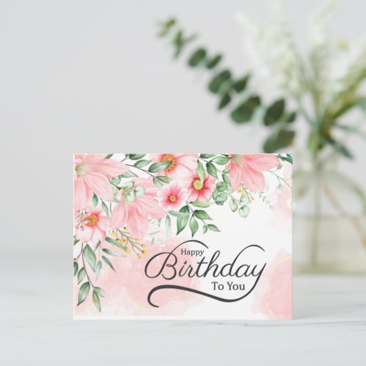 Geboortedatum: 6:24-26 Bijbelroze Floral Briefkaart (Staand voorkant)